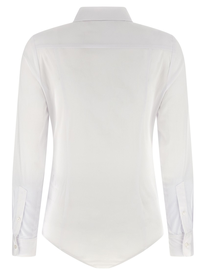 Coperni Shirt-style Bodysuit With Logo Patch And Concealed Closure In White