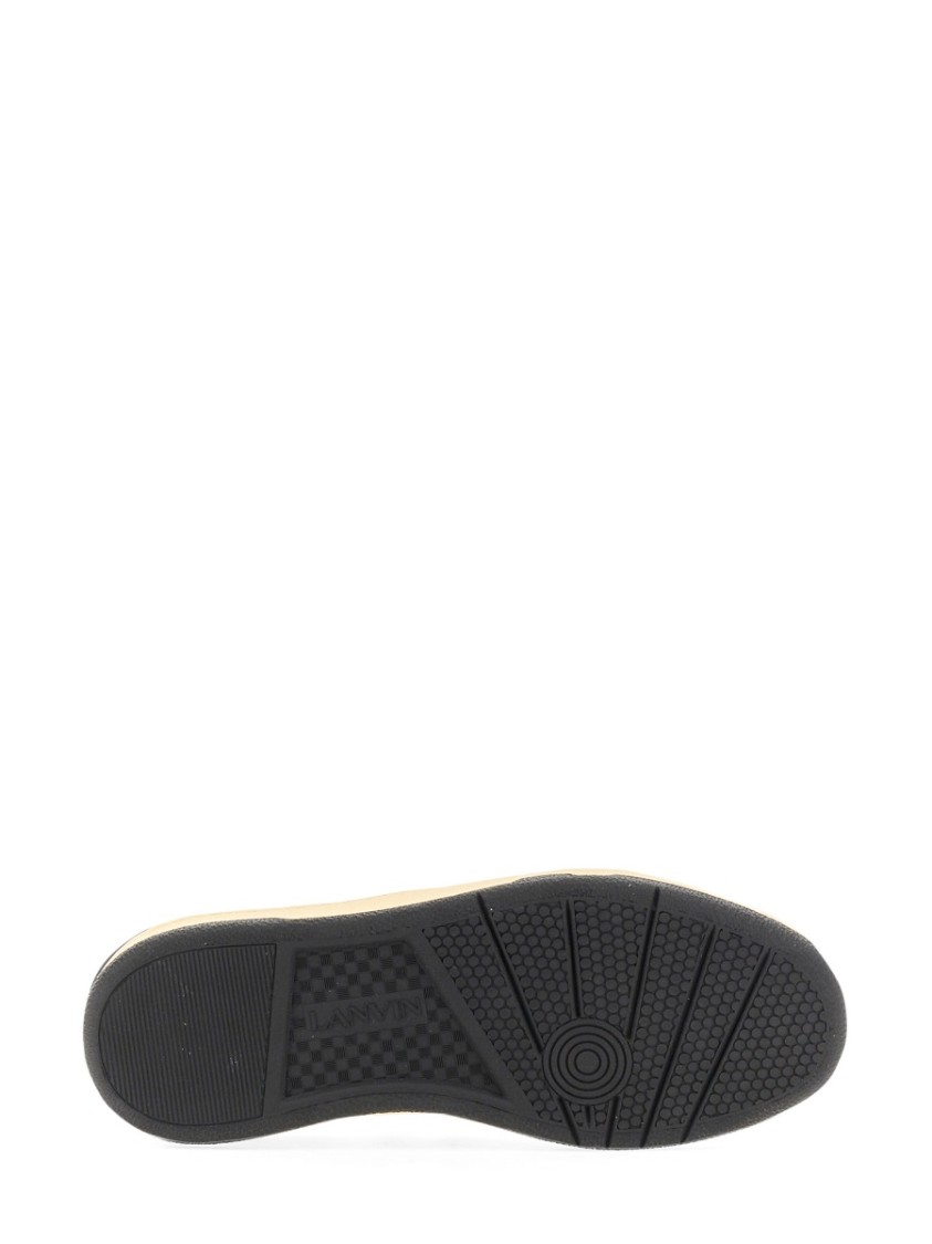 Lanvin Black And White Leather Clay Low Mesh Sneakers In White