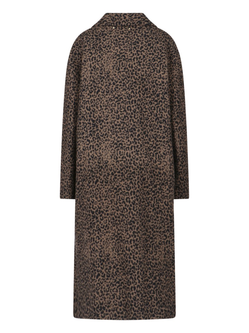 Golden Goose Cocoon Coat In Faded Leopard Jacquard Wool In Brown