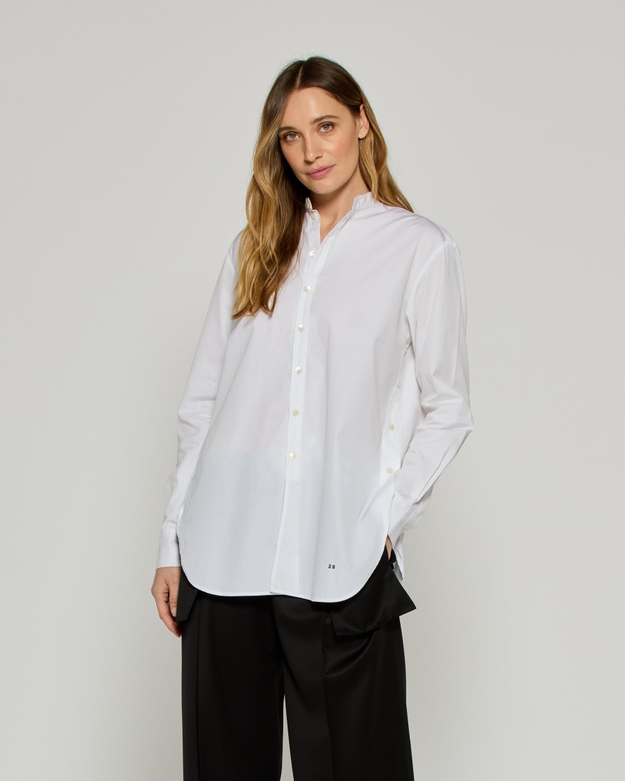 Serena Bute Oversized Shirt With Side Opening - White In White