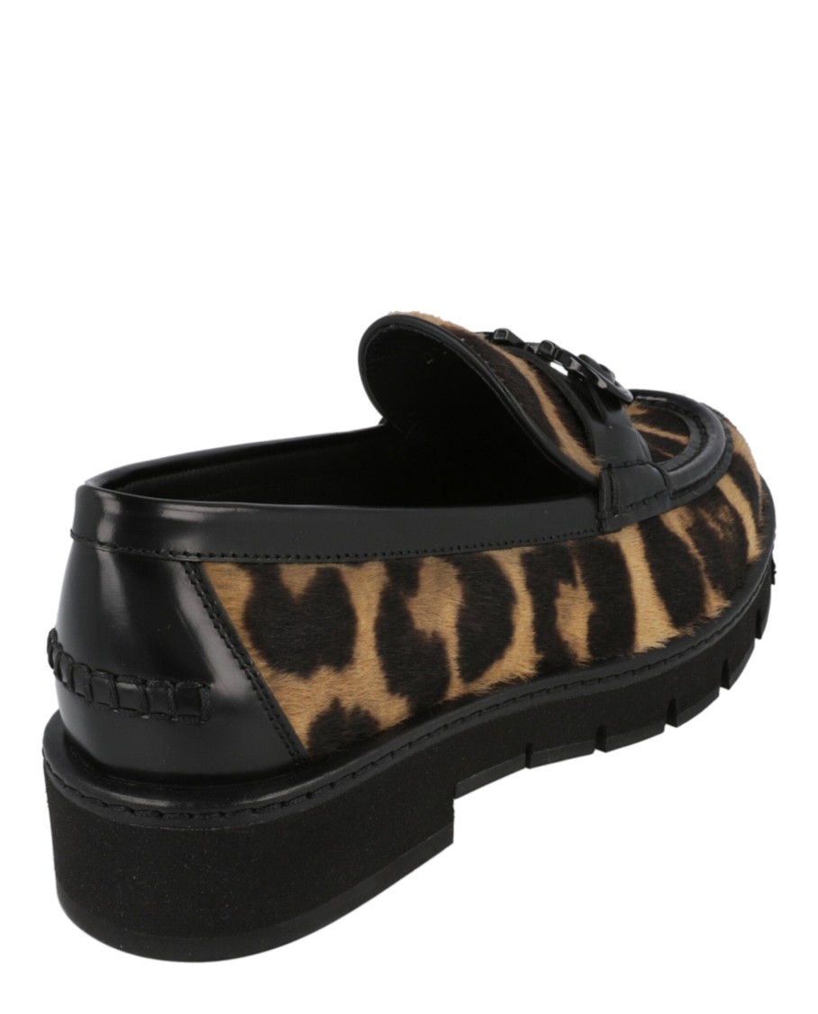 Ferragamo Ofelia Leopard Print Loafers In Black