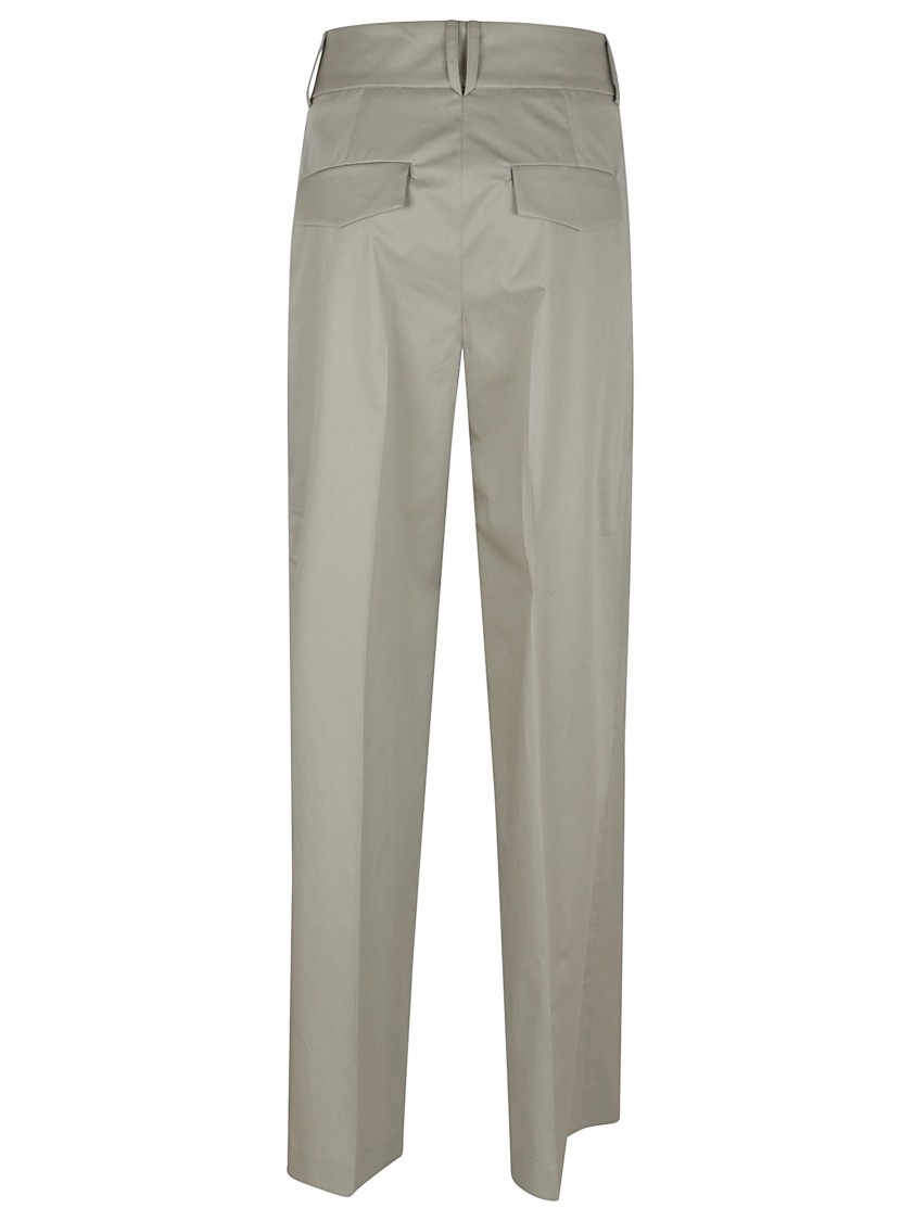 Peserico High-waisted Tailored Cotton Trousers In Green