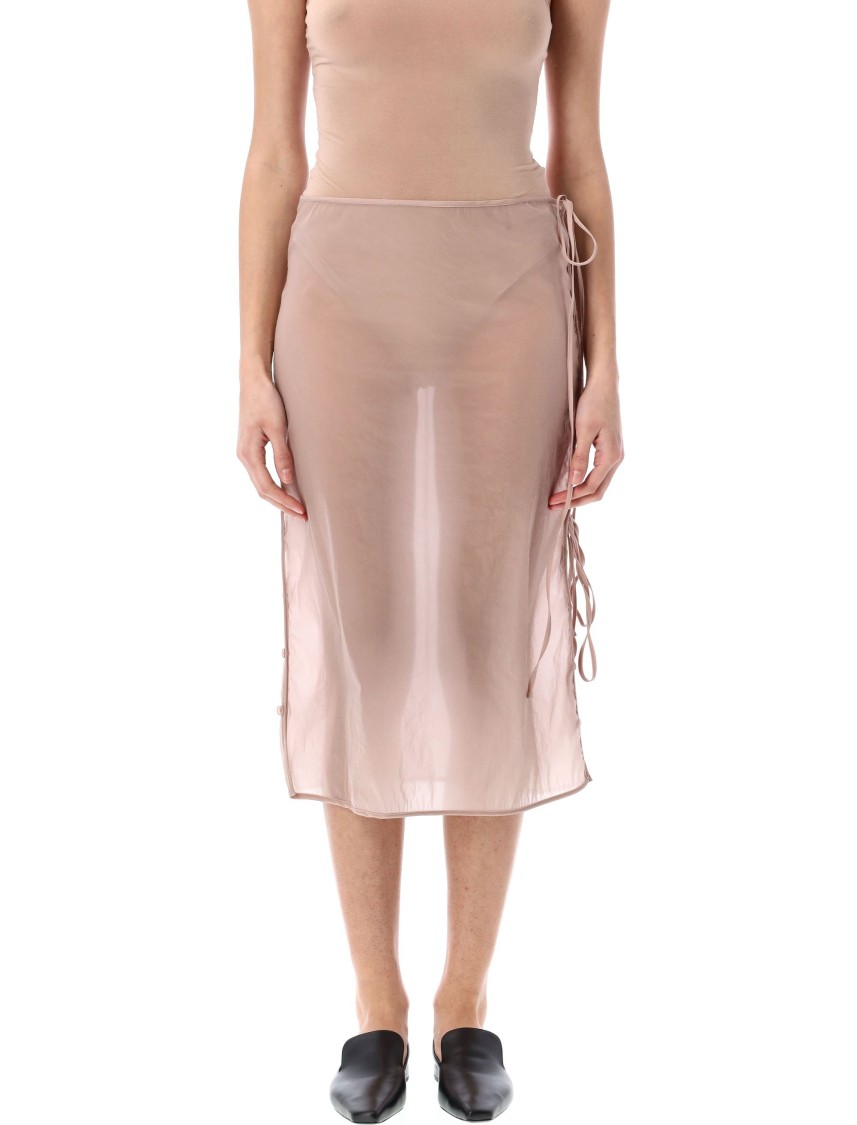 Shop Low Classic See-throught Button Loop Midi Skirt