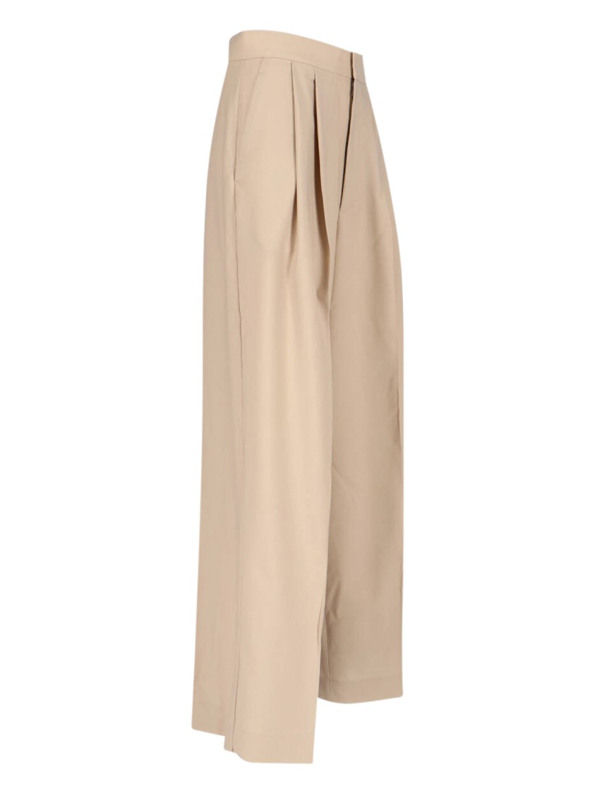Sa Su Phi High-waisted Wide-leg Trousers With Front Pleats In Neutrals