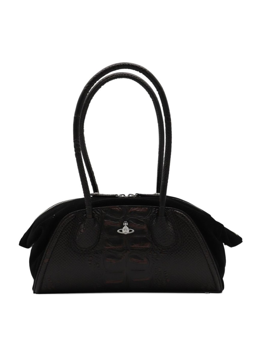 Vivienne Westwood Textured Dual-handle Handbag In Black