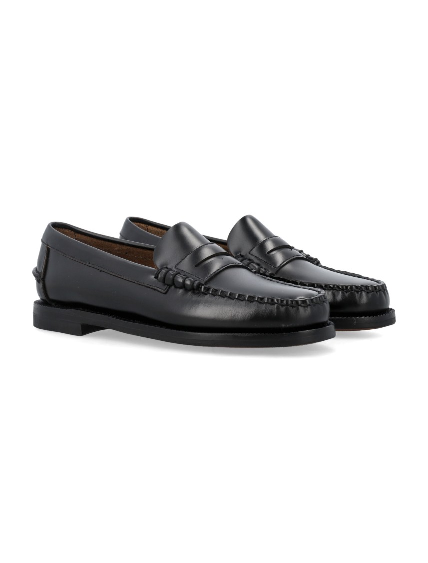 Shop Sebago Black Leather Classic Dan Loafers