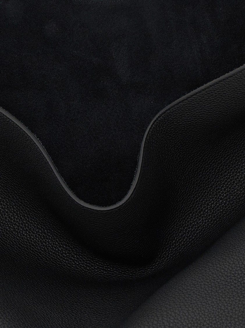 Khaite Small Lotus Leather Top Handle Bag In Black