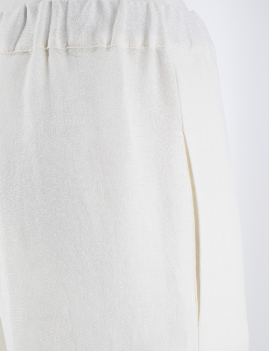 Shop Antonelli White Linen Trousers With Wide Straight Leg