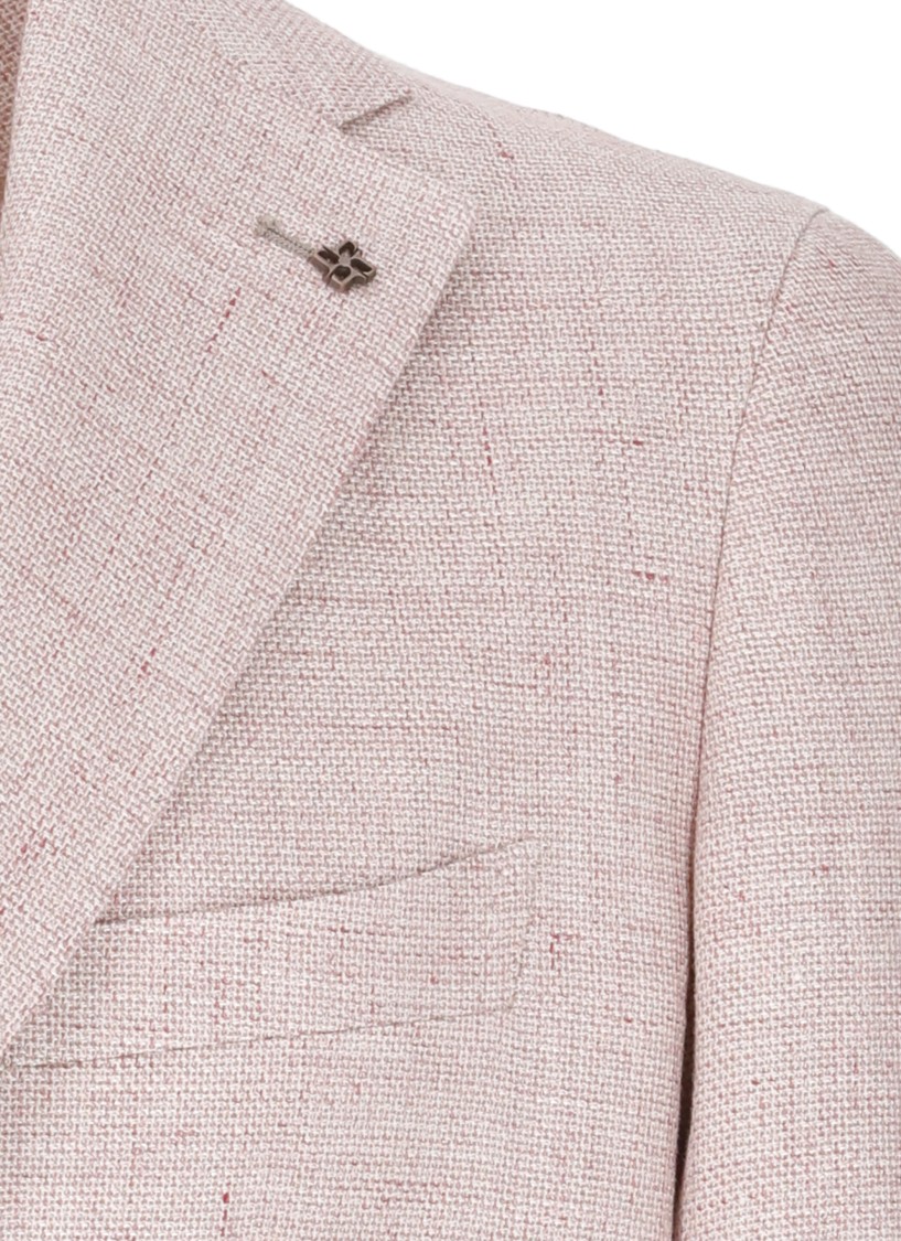 Shop Tagliatore Pink Linen And Cotton Jacket In Neutrals