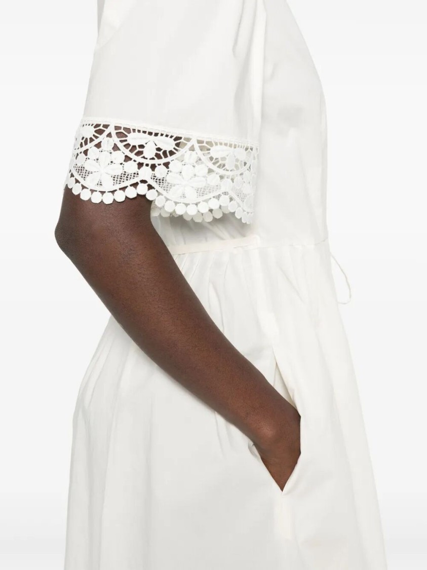 Twinset Twin-set Wrap Midi Dress With Lace Trim