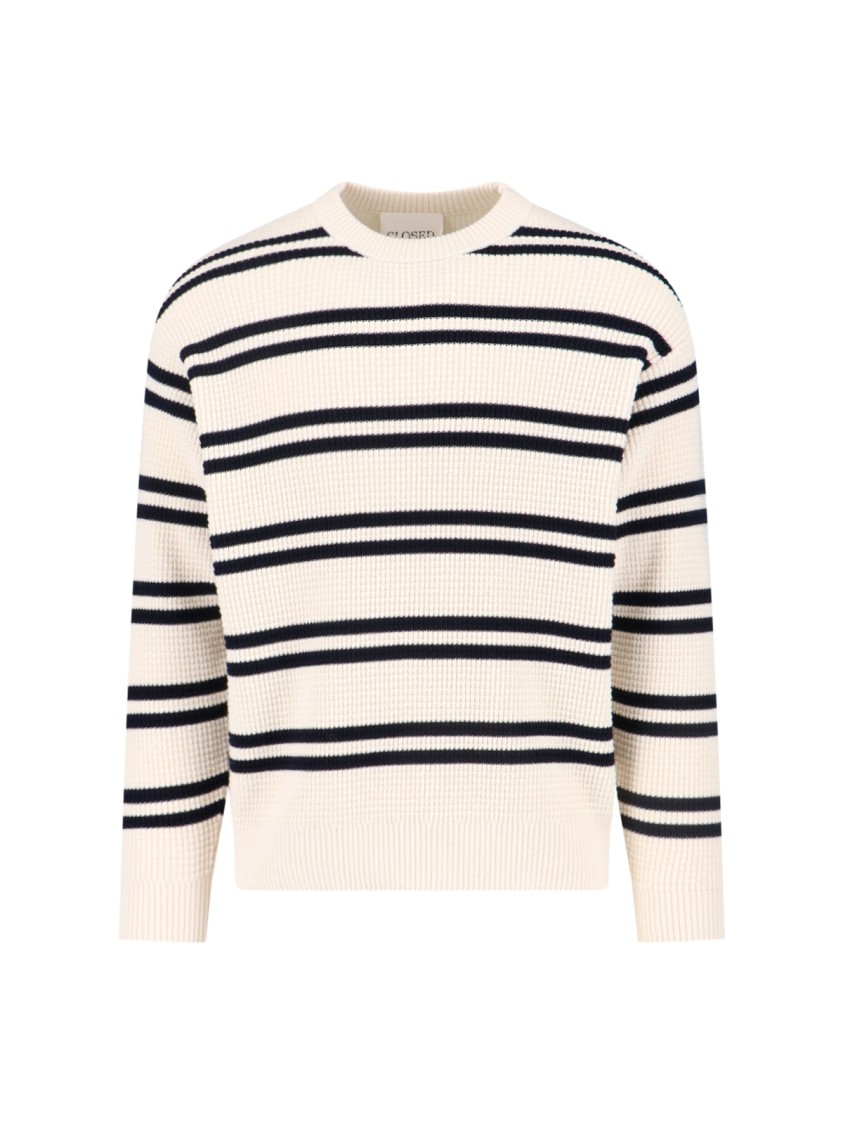 Closed Contrasting Stripe Knit Sweater With Relaxed Fit In Neutral