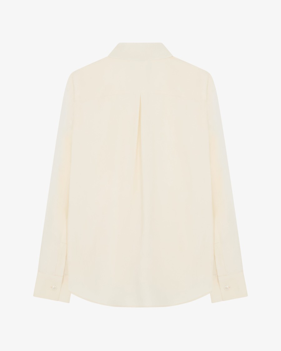 Serena Bute Classic Shirt With Georgette Trim - Cream In Grey