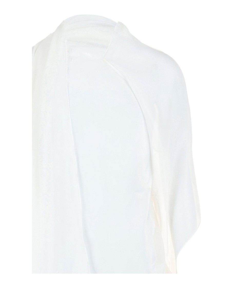 Ferragamo Asymmetrical Shawl Blouse In White