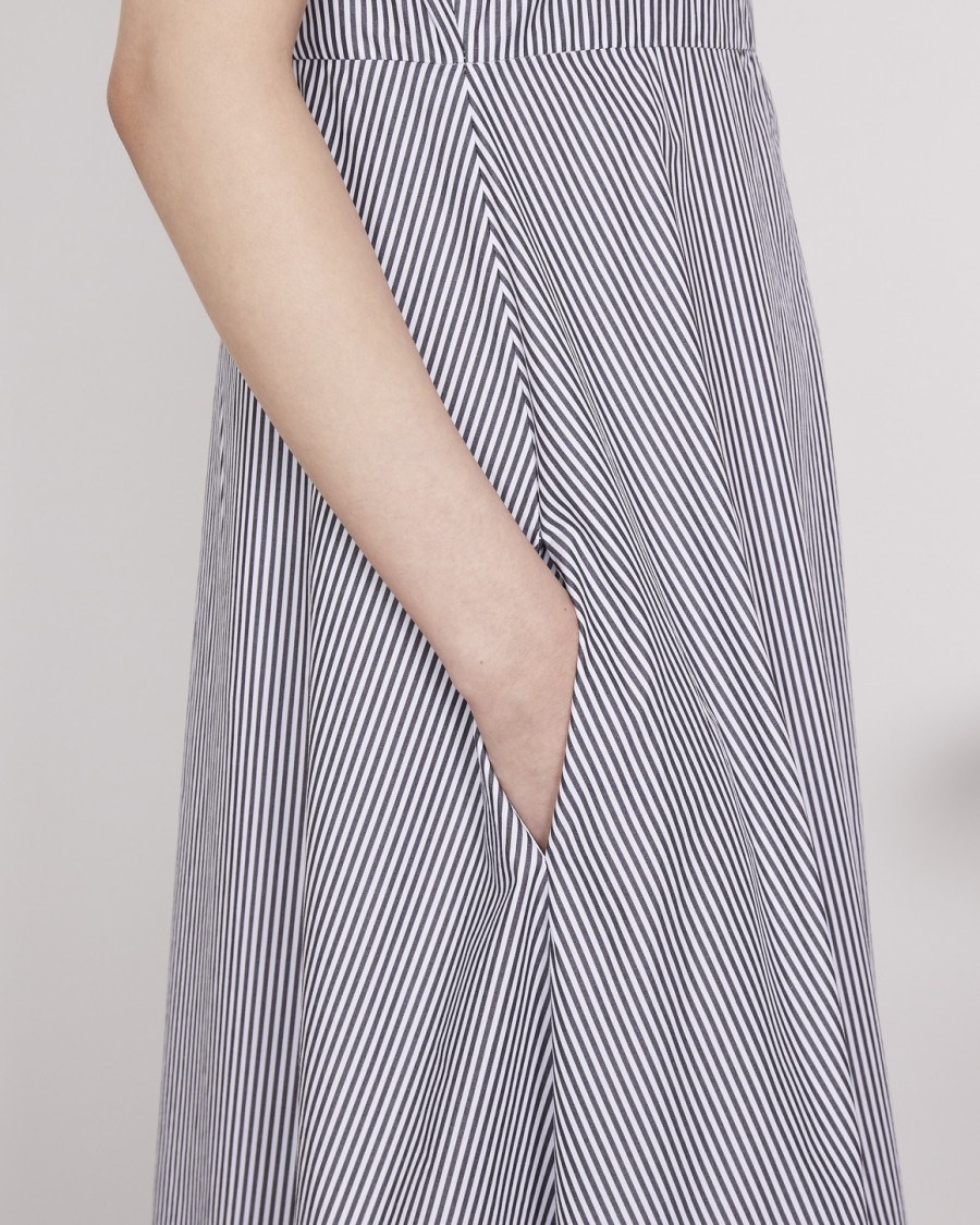 Officine Generale Candy Stripe Maxi Dress With Fitted Top In Gray