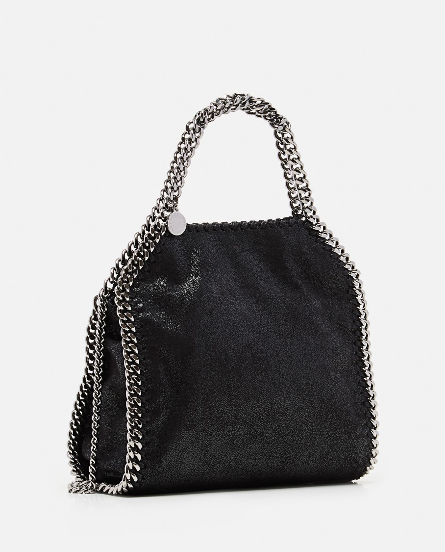 Stella Mccartney Mini Tote With Metal Chain Edging And Detachable Shoulder Strap In Black