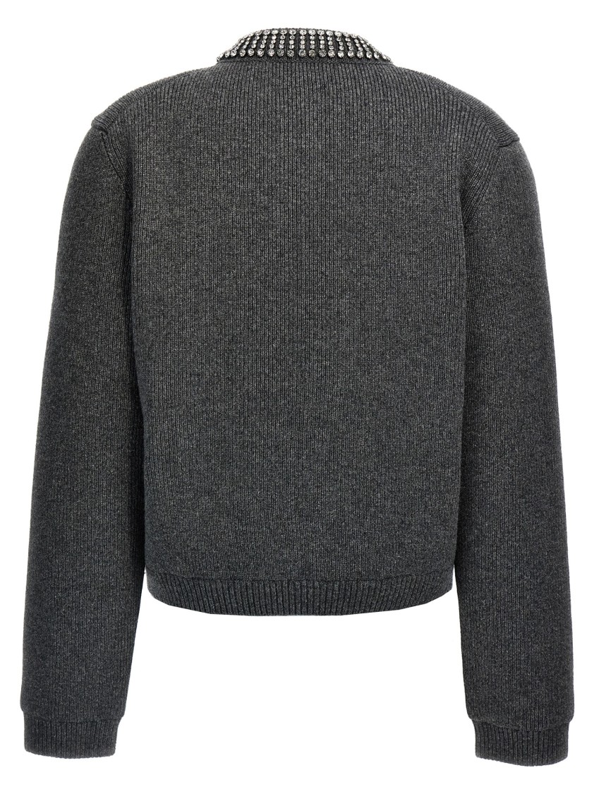Gucci Padded Cardigan With Jewel Collar Sweaters And Cardigans Gray In Gray
