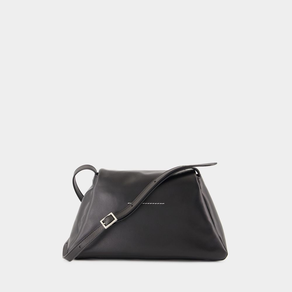 Mm6 Maison Margiela Mm6 By Maison Margiela Numeric Medium Soft Crossbody - Leather - Black In Black