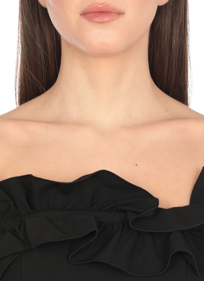 Shop Rotate Birger Christensen Rotate Draped Black Mini Dress