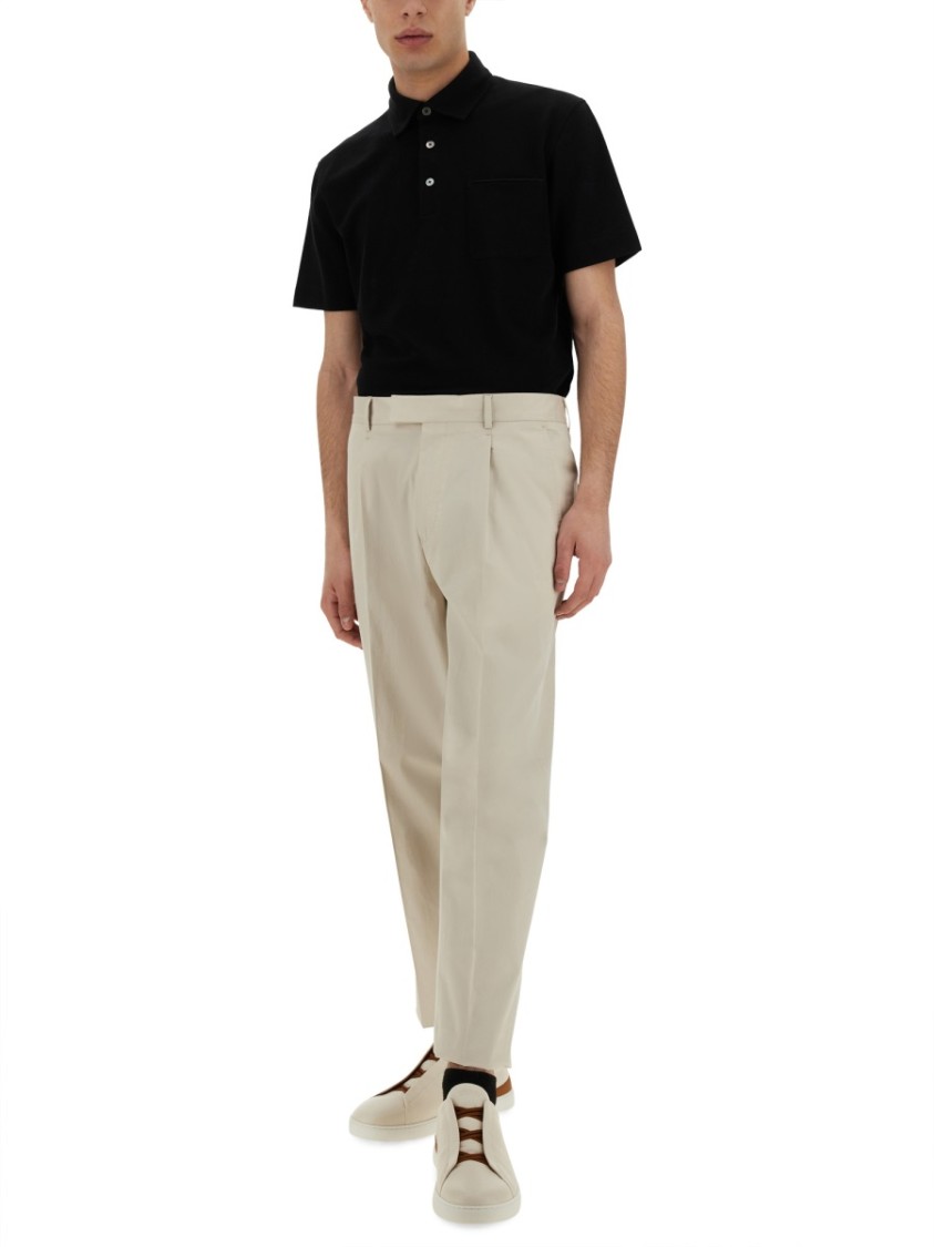 Shop Zegna Tailored Pants With Front Pleat In Neutrals