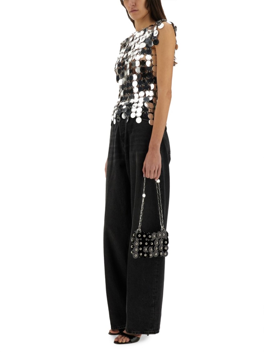 Rabanne The Iconic Silver Sparkle Discs Top Silver