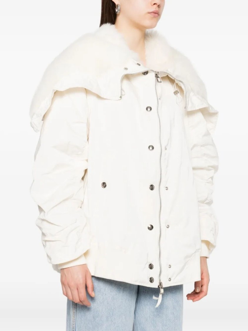 Ermanno Scervino Voluminous Parka With Oversized Collar In White