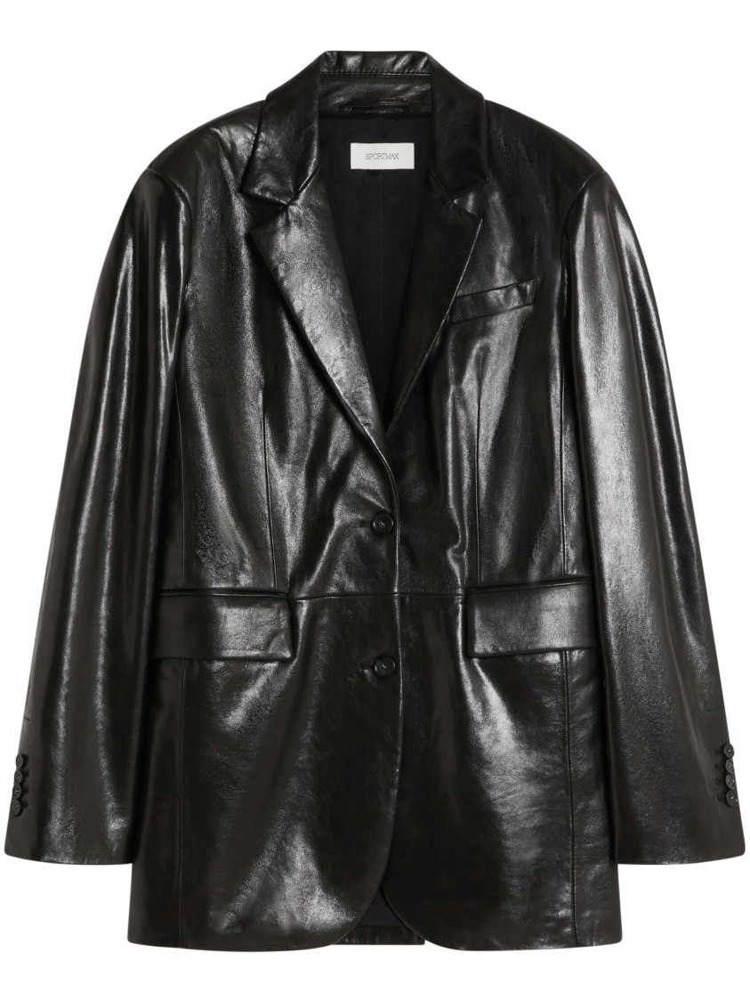 Max Mara Tailored Black Jacket With Shiny Finish And Structured Design In Black