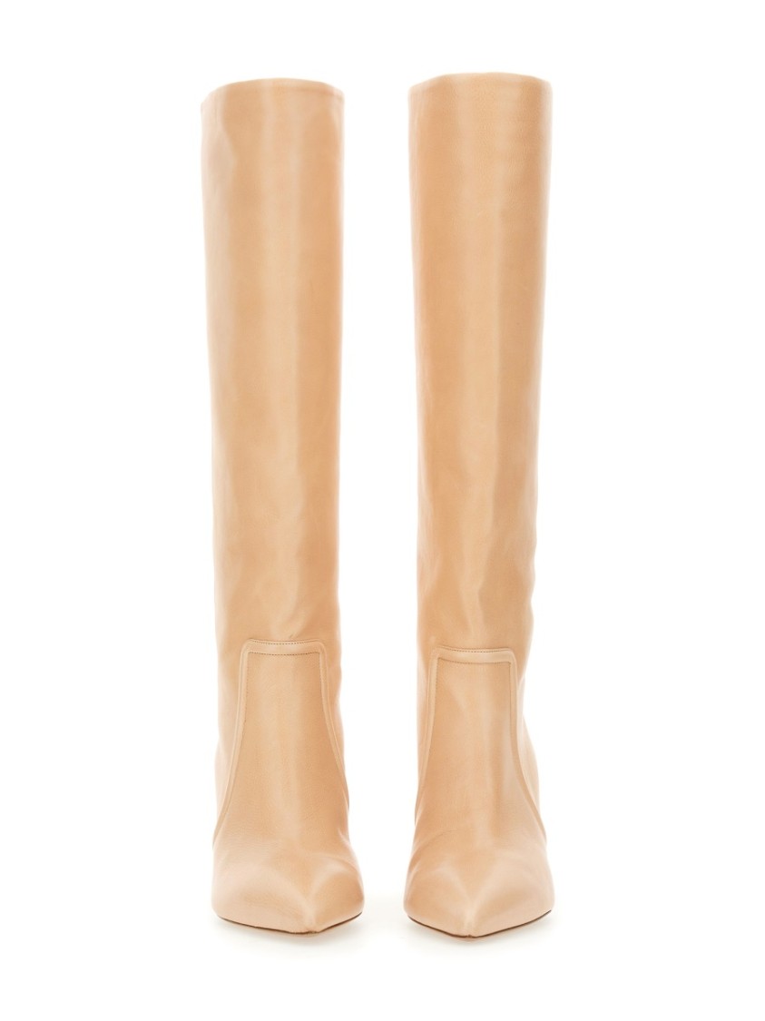 Paris Texas Knee-high Boots With Pointed Toe In Neutral