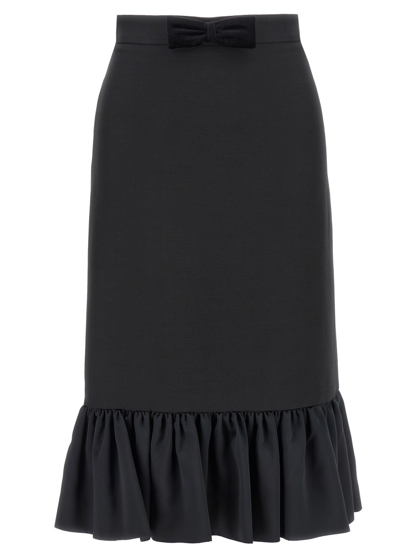 Valentino Black Crepe Couture Skirt In Multi