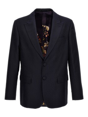 ジャケット ETRO 'Pegaso' single-breasted blazer Blue WRCA004399TTB54 Etro Pegaso' Single-Breasted Blazer in Blue | THE LIST