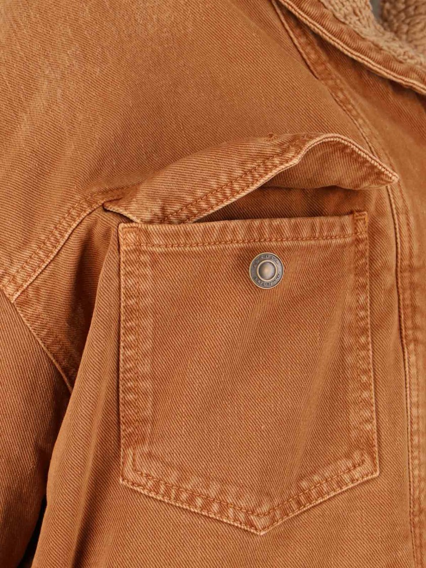 Isabel Marant Classic Brown Jacket With Textured Collar And Functional Pockets In Brown