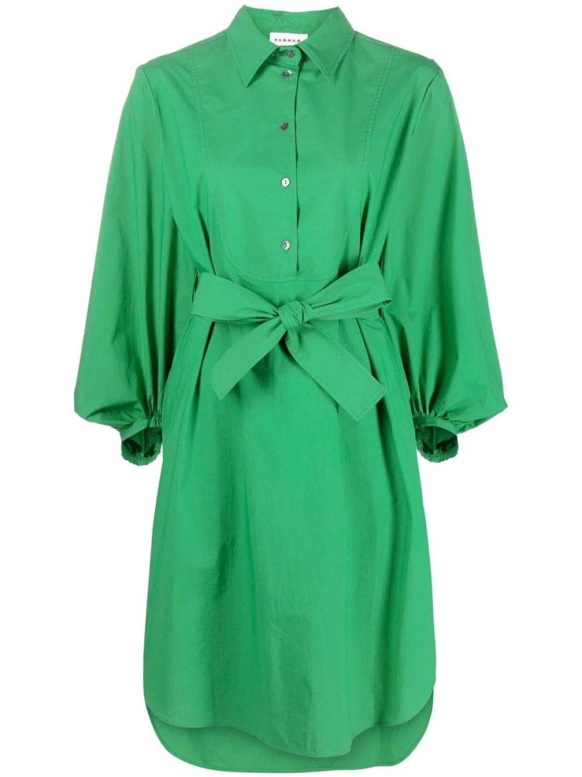 P.a.r.o.s.h . Classic Shirt Design Midi Dress In Green