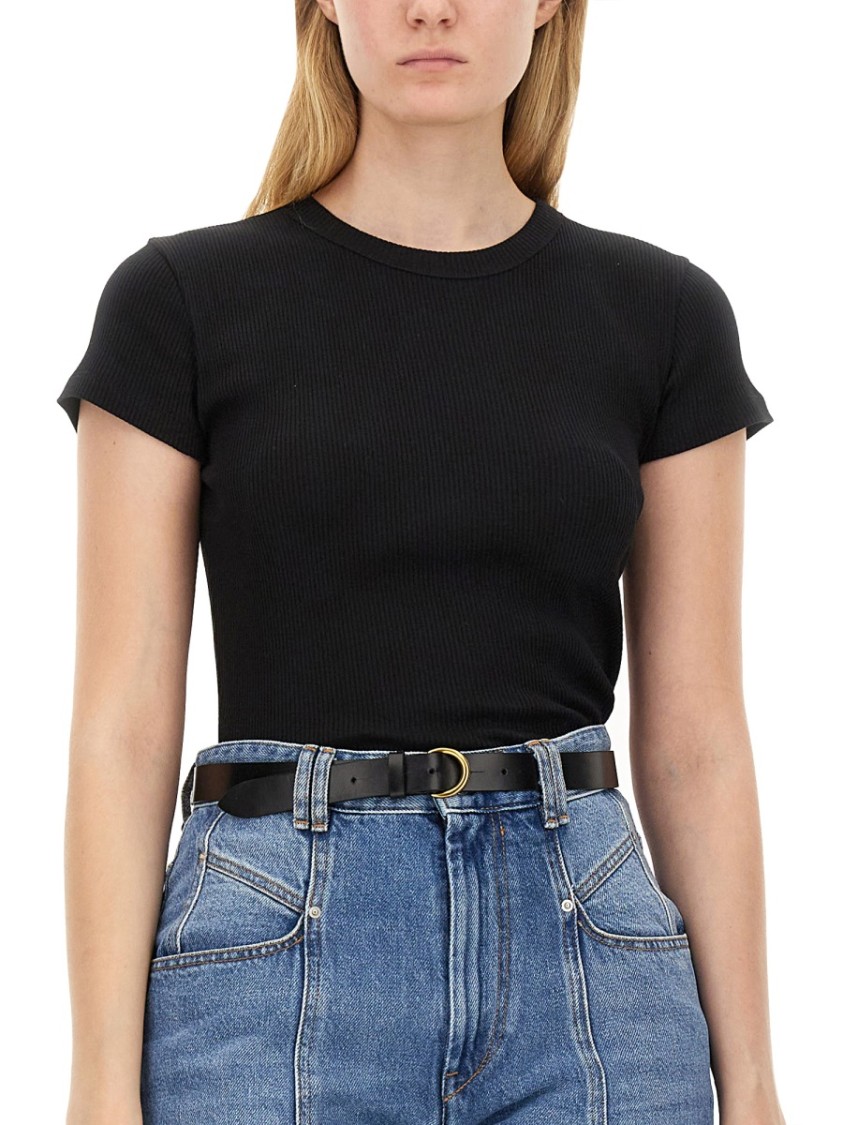 Isabel Marant Ribbed Cotton T-shirt In Black