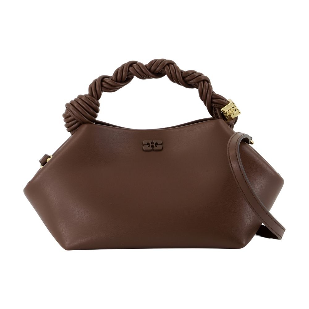 Ganni Bou Small Crossbody - Leather - Brown In Gray