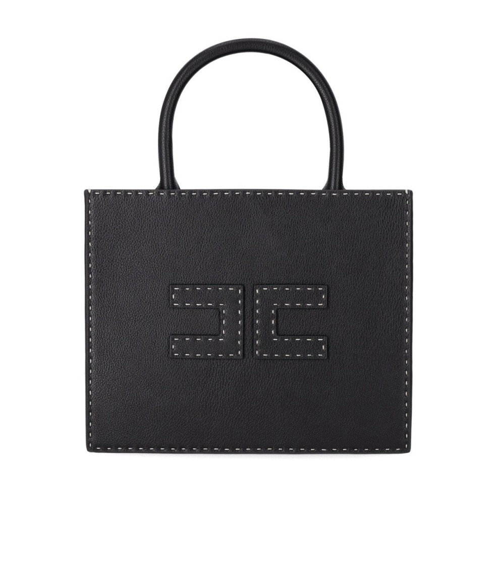 Shop Elisabetta Franchi Black Small Pebbled Leather Effect Handbag
