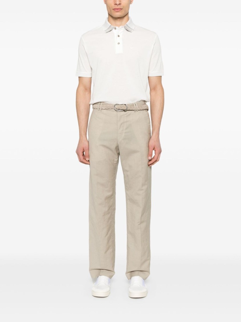 Pt Torino Beige Tailored Trousers In Wool-linen Blend