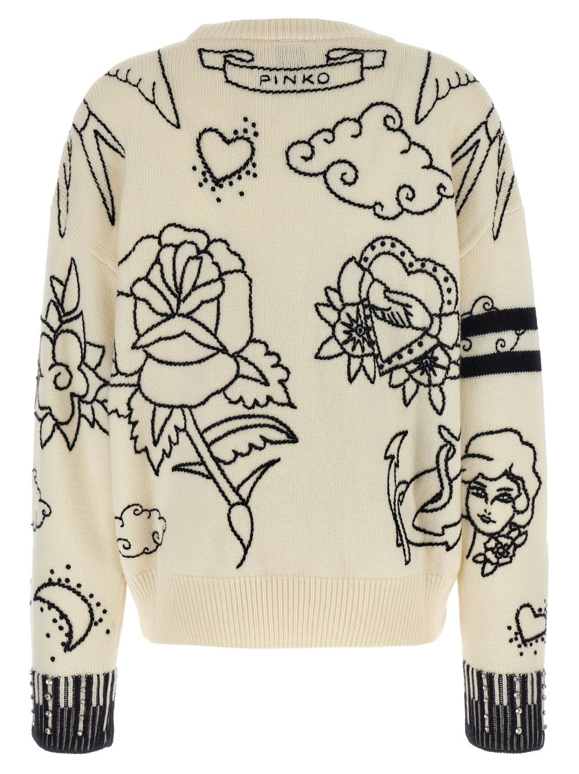 Pinko Patterned Crew-neck Sweater In Neutral