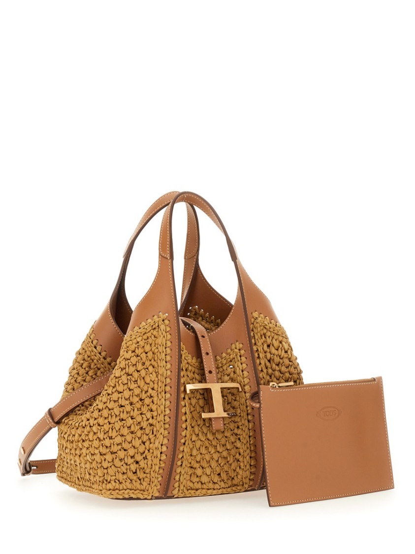 Shop Tod's "t Timeless" Mini Shopper Bag In Brown