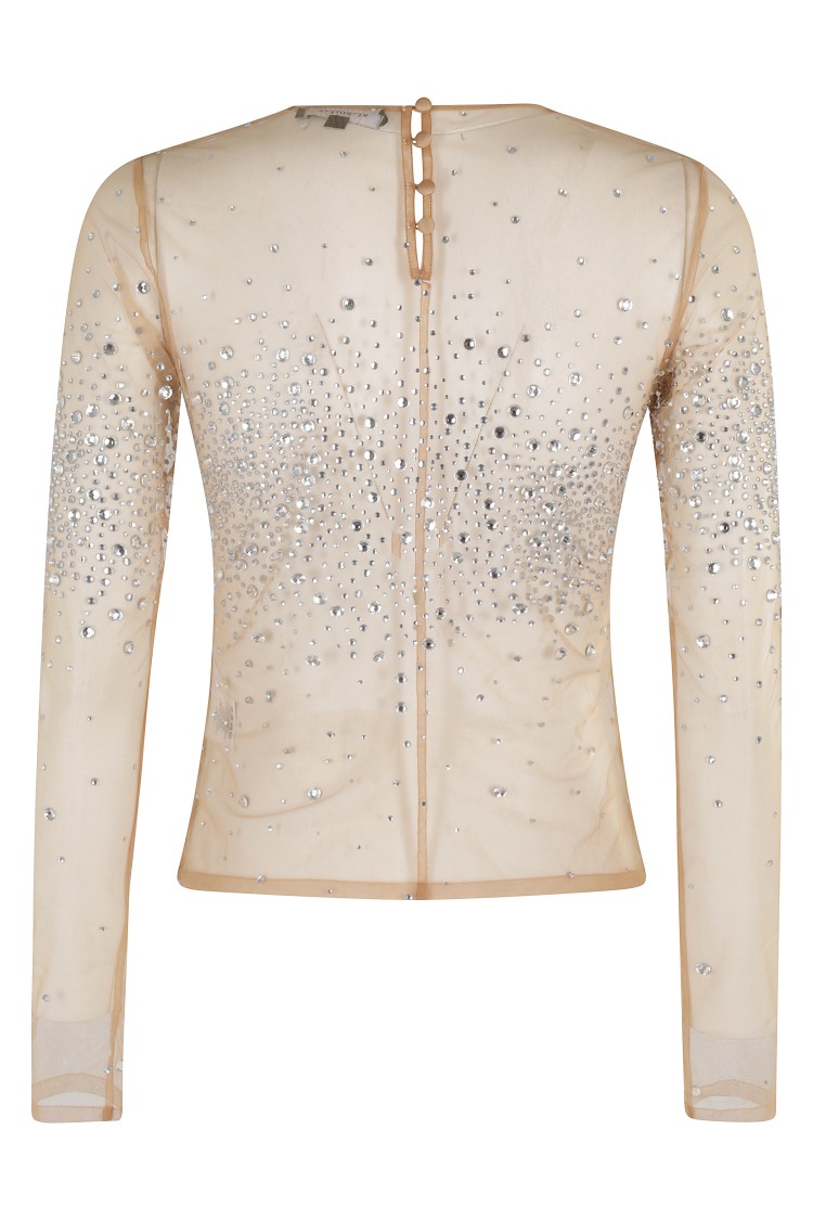 RETROFÉTE RETROFETE CRYSTAL-EMBELLISHED SHEER TOP