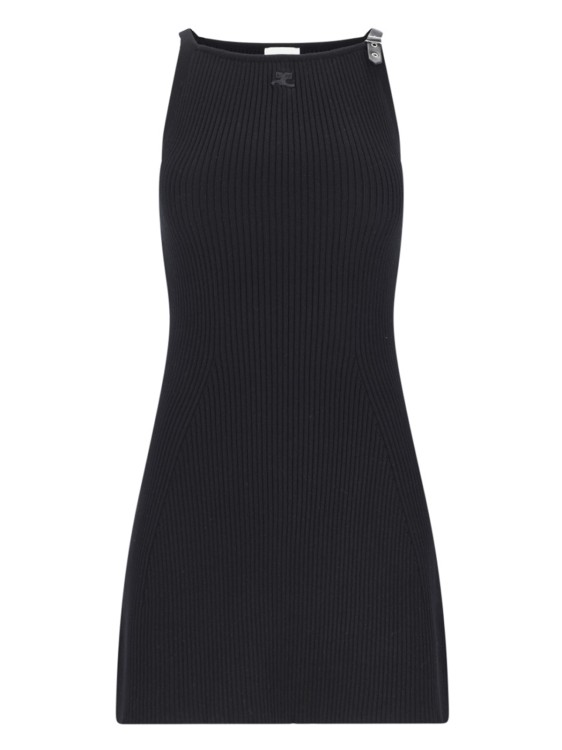 オールインワン・サロペット Courreges Black Fabric Mini Ribbed Dress Courrèges Black Fabric Mini Ribbed Dress in Black | THE LIST