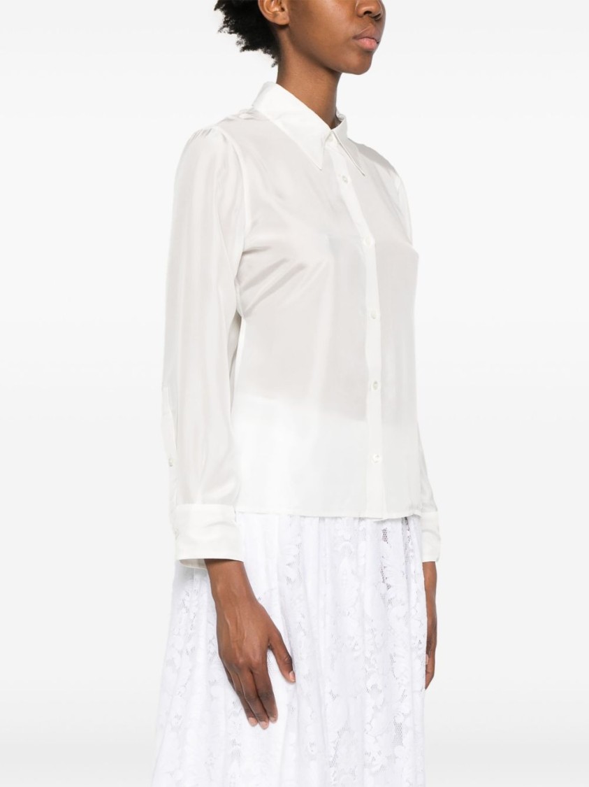 Jucca White Silk Shirt With Front Button Fastening In White
