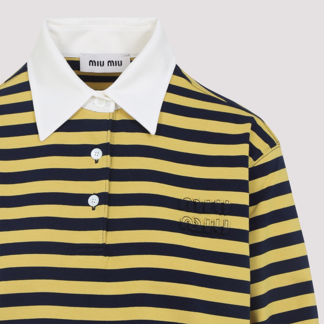 Miu Miu Striped Polo T-shirt In Multi