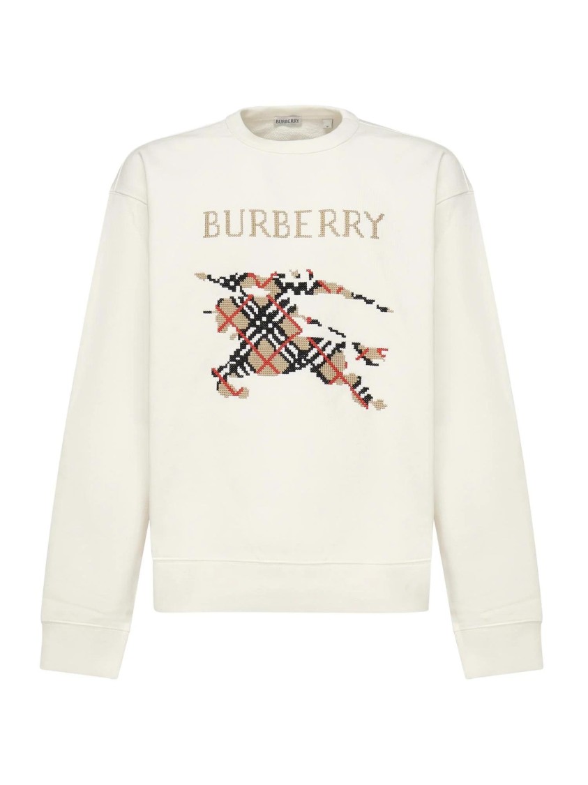 Burberry Pixelated Equestrian Logo Cotton Sweatshirt | THE LIST