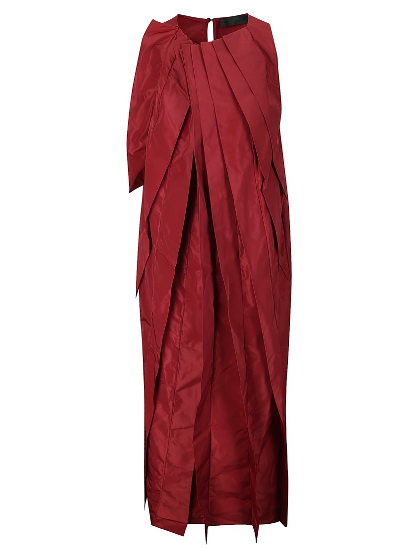 Maria Calderara Midi Pleated Taffeta Dress In Red