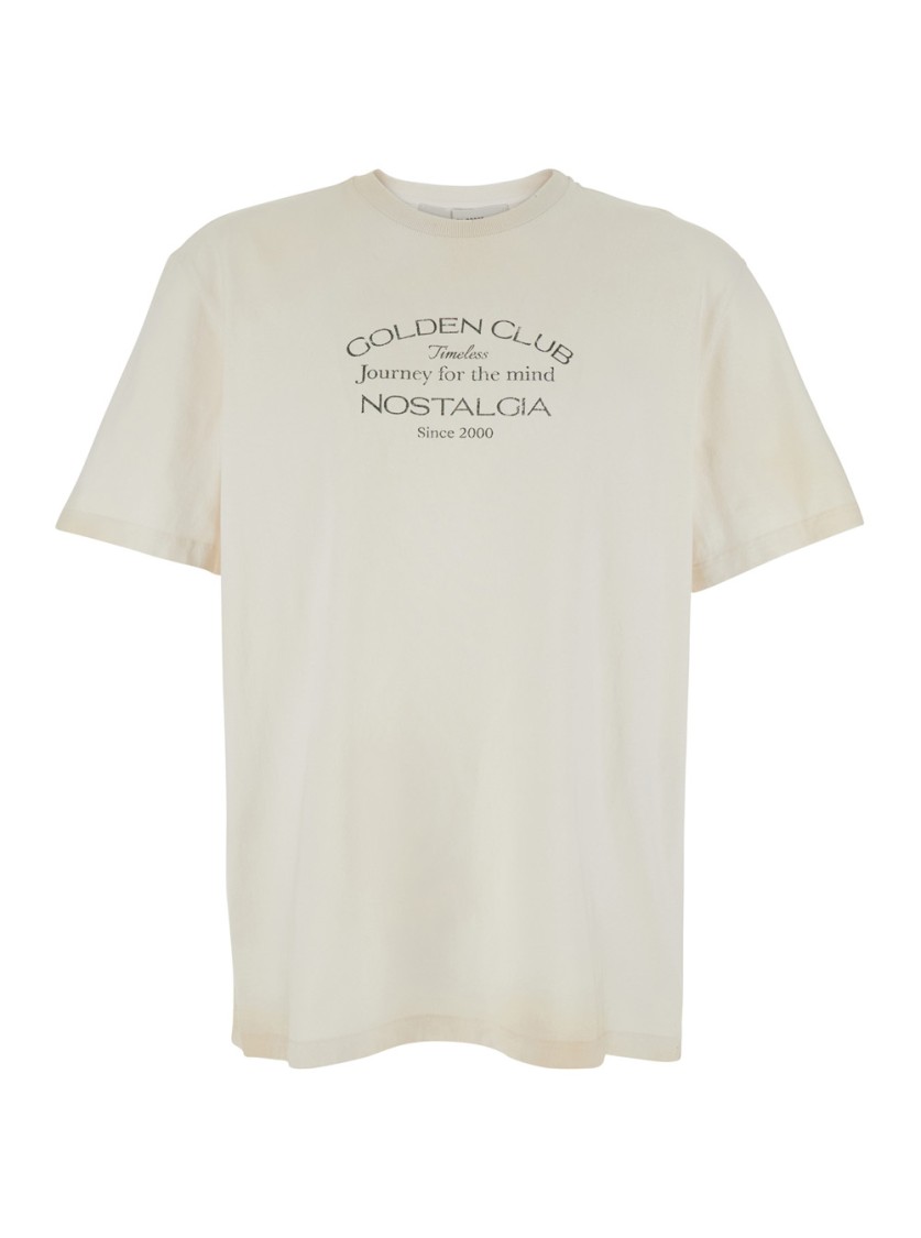 Shop Golden Goose Journey T-shirt Organic Gauze Cotton Jersey In White