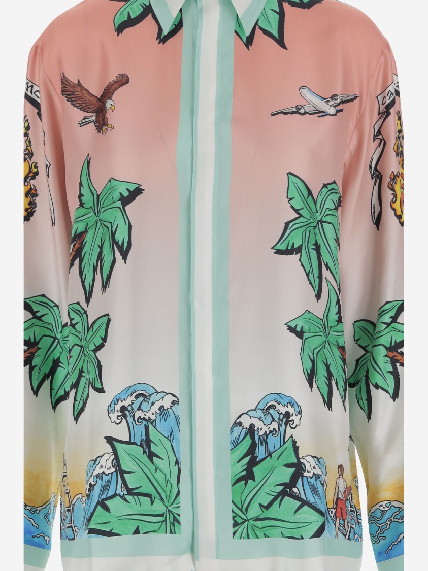 Casablanca Shirt In Pure Silk With Graphic Print