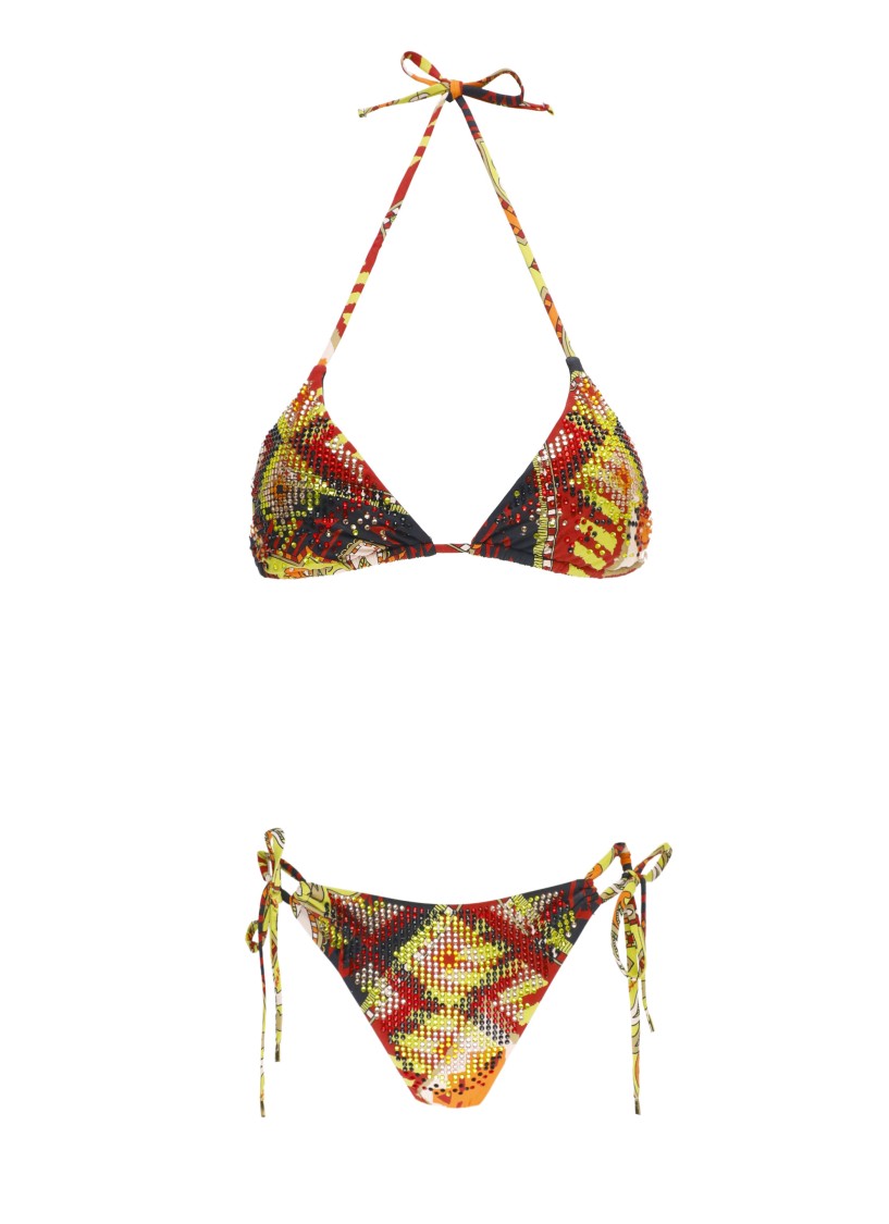 Miss Bikini Triangle Multicolor Bikini With Strass Detailing In Multi