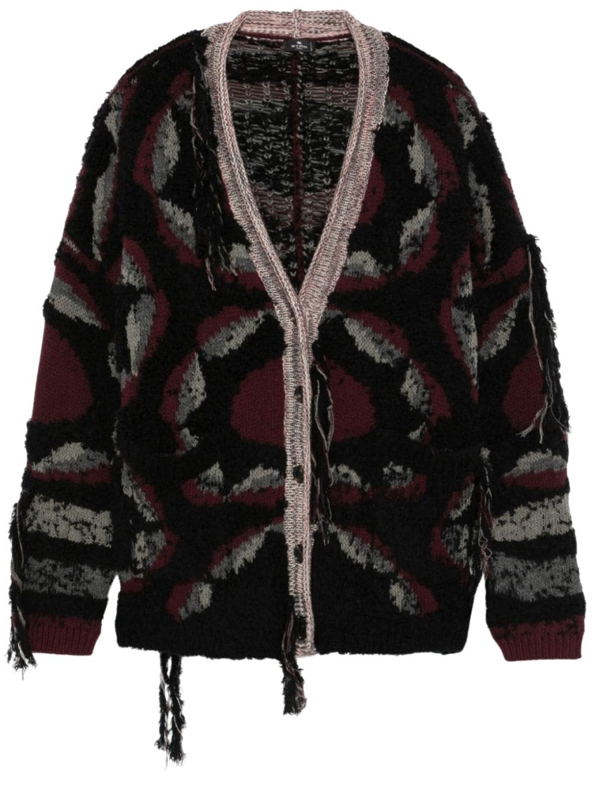 Shop Etro Multicolored Jacquard Pattern Knit Cardigan