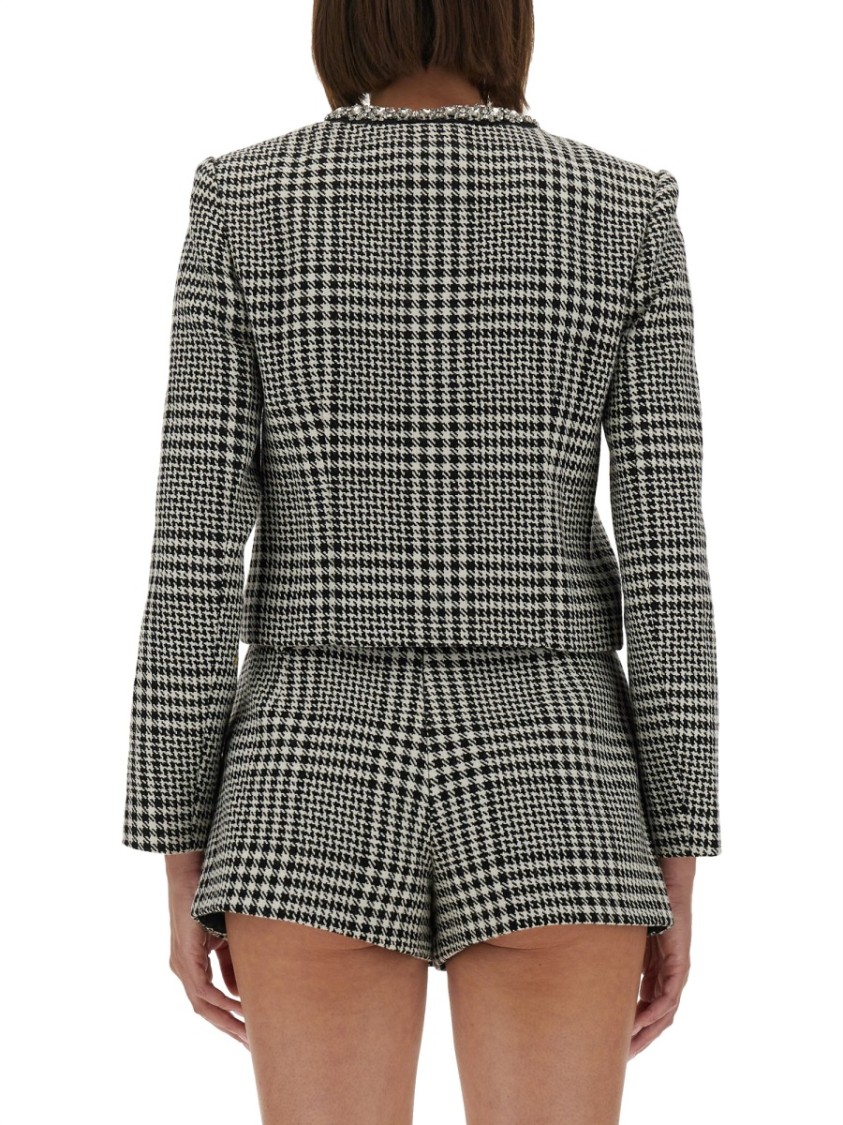Self-portrait Houndstooth Cropped Jacket In Multi