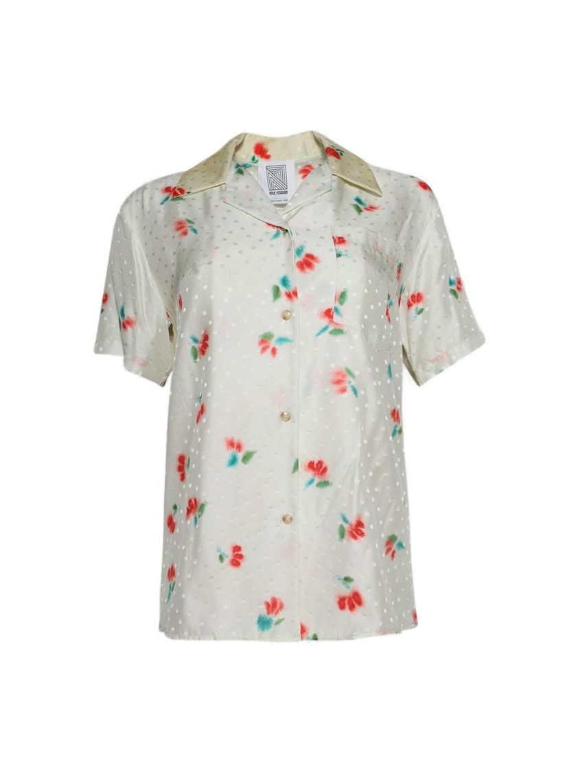 Rosie Assoulin Cabana Top In Tulip Jacquard White And Multicolor