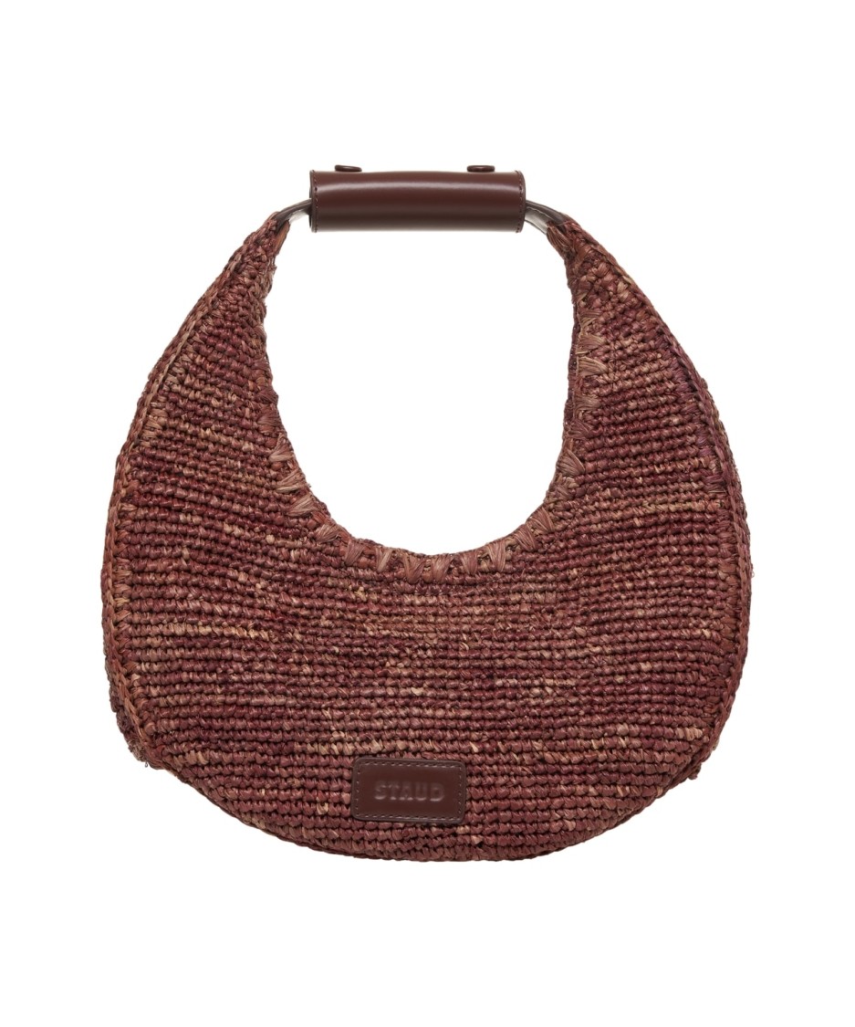 Staud Moon Large Raffia Shoulder Bag In Brown